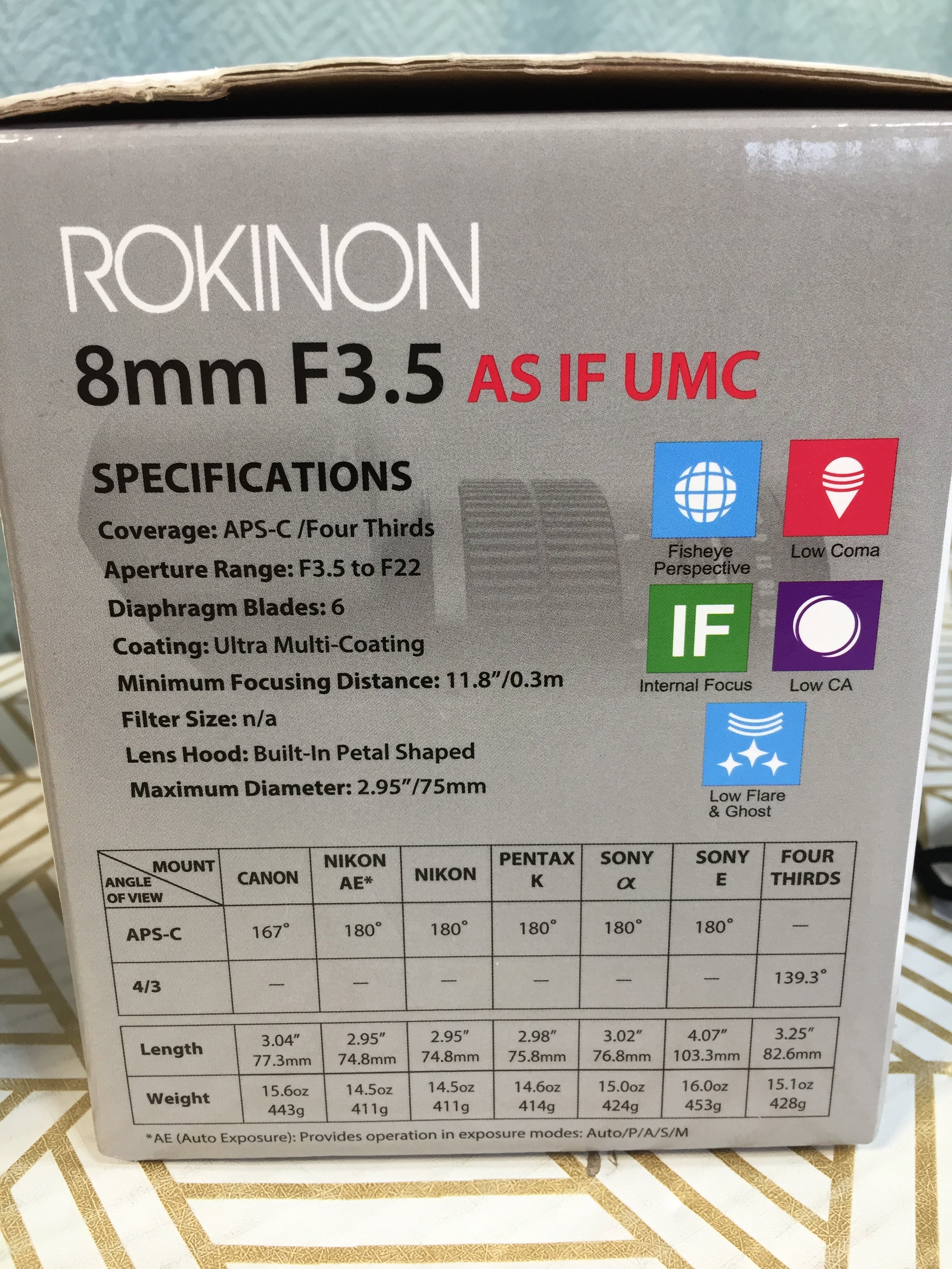 Rokinon FE8M-C 8mm F3.5 Fisheye Fixed Lens for Canon - Black (7942721437934)